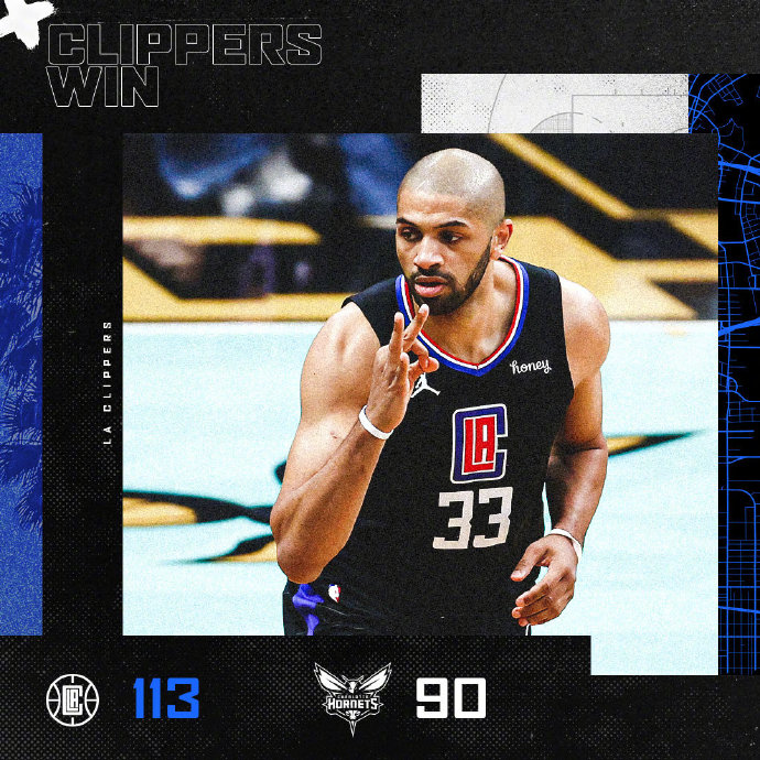 快船113-90大胜黄蜂 乔治20+10+6 小卡16+9 鲍尔18+6+7