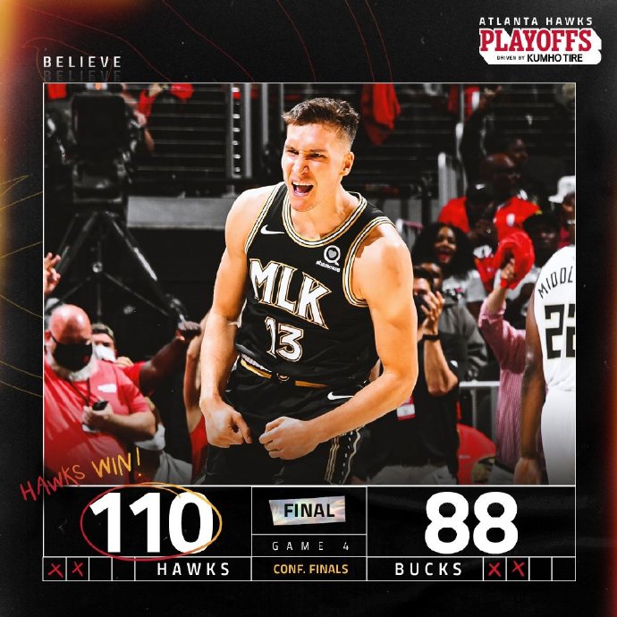 老鹰110-88大胜雄鹿 路威21+8 博格丹20+5 杨伤停字母哥伤退